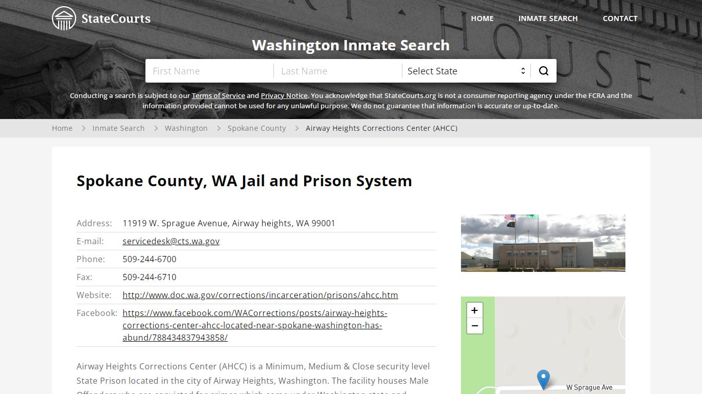 Airway Heights Corrections Center (AHCC) Inmate Records Search ...